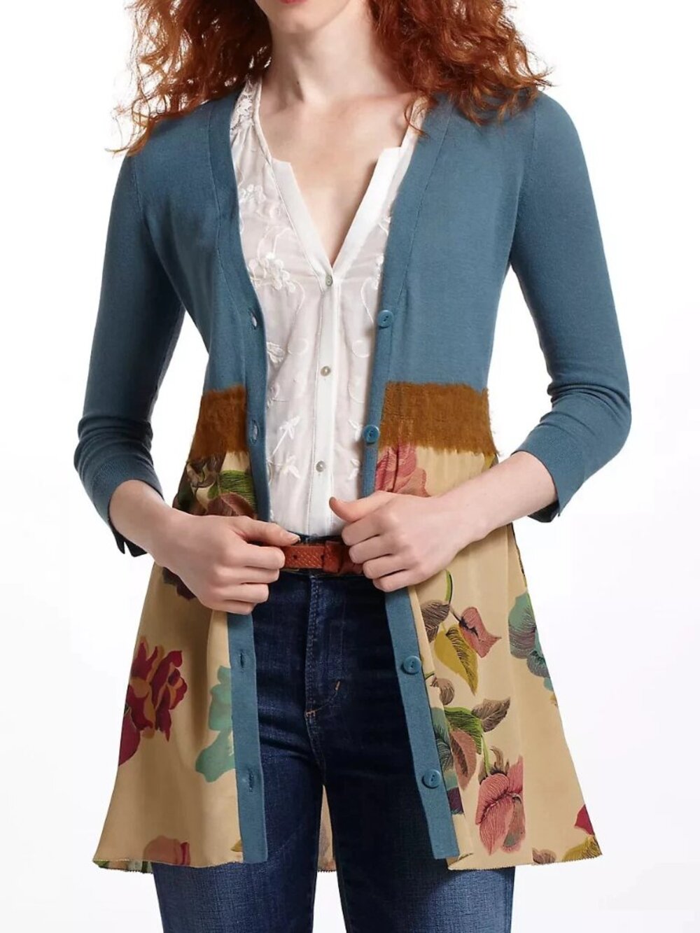 Anthropologie Knitted & Knotted Foliage Empire Cardigan Sweater